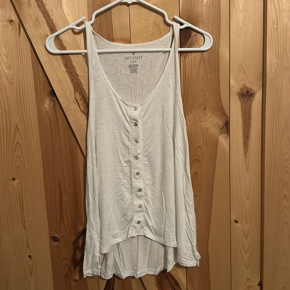 Women's American Eagle button-up tank, size small.